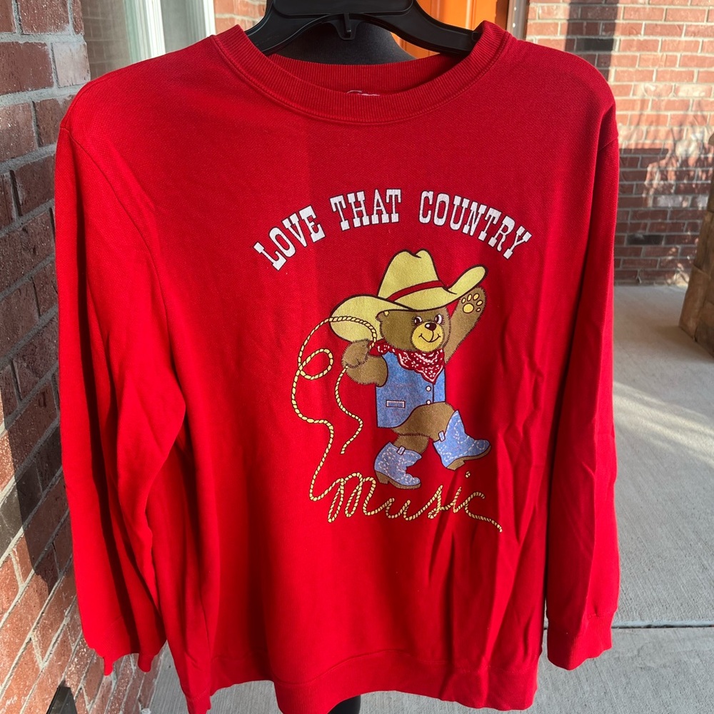 Love that country music vintage teddy bear medium sweatshirt